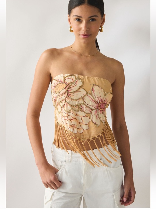 Urban Outfitters Tops - NWT Urban Outfitters In The Rain Beaded Embellished Fringe Tube Top L